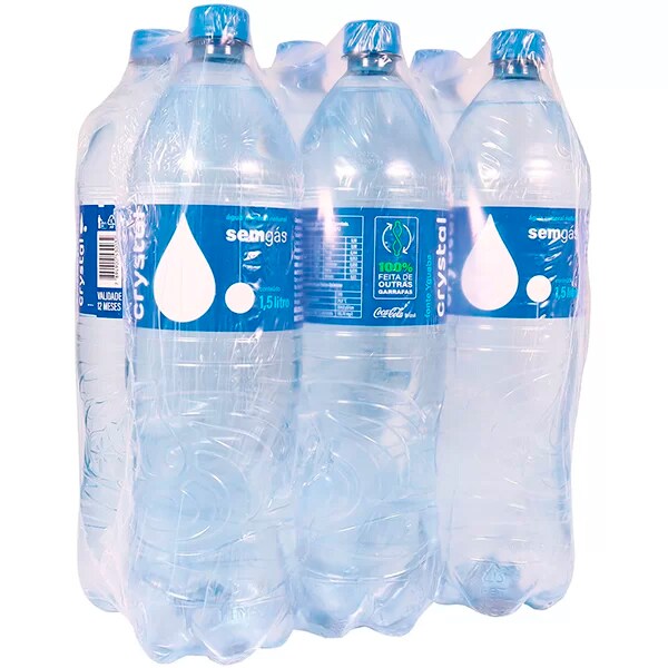 Água Mineral sem gás, 1,5L, Pack com 6 unidades, Crystal - PT 6 UN