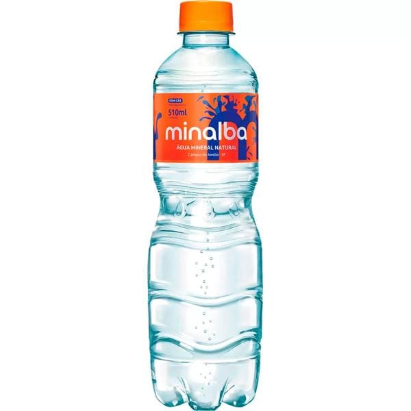 Água Mineral com gás, 510ml, Pack com 12 unidades, Minalba - PT 12 UN