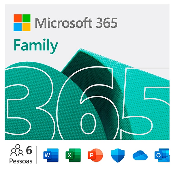 Microsoft 365 Family com Renovação Automática, 1 licença para até 6 usuários Assinatura 15 meses + Kaspersky Antivírus Premium para 5 dispositivos Licença 12 meses - Digital para DOWNLOAD 1 UN