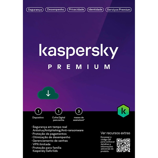 Microsoft 365 Personal 1 licença para 1 usuário Assinatura 3 meses + Kaspersky Antivírus Premium para 1 dispositivo Licença 3 meses - Digital para DOWNLOAD 1 UN