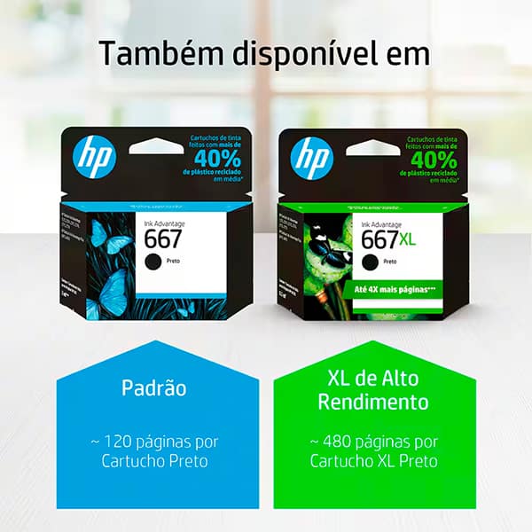 Papel Chamex Sulfite A4, 75g, 210mmx297mm + Cartucho de Tinta 667 Preto Original (3YM79AB) Para HP DeskJet Ink Advantage 2376, 2776, 6476, HP - PT 1 UN