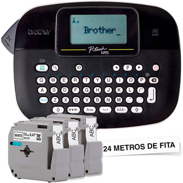 Rotulador eletrônico preto c/ 3 fitas PTM95BKB Brother CX 1 UN