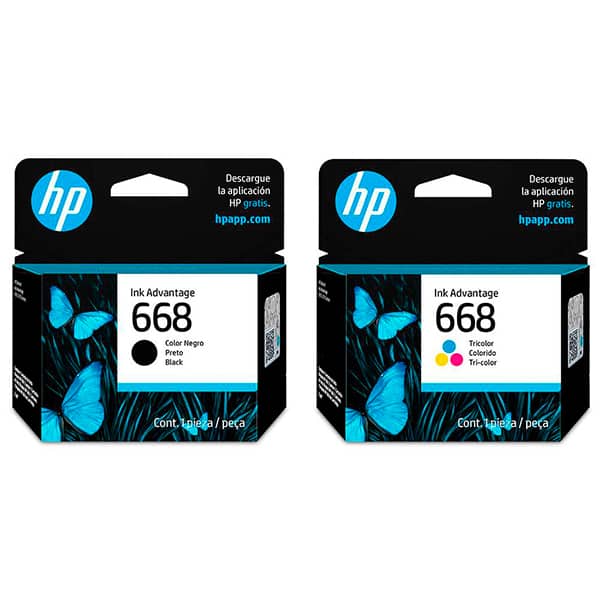 Cartucho de Tinta HP 668 Preto Original (7FP37VL) para HP DeskJet Ink Advantage 2975 + Cartucho de Tinta HP 668 Colorido Original (7FP36VL) para HP DeskJet Ink Advantage 2975 CX 1 UN