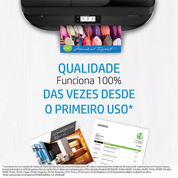 Cartucho de Tinta HP 668 Preto Original (7FP37VL) para HP DeskJet Ink Advantage 2975 + Cartucho de Tinta HP 668 Colorido Original (7FP36VL) para HP DeskJet Ink Advantage 2975 CX 1 UN