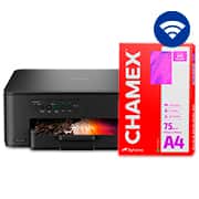 Multifuncional tanque de tinta Colorido DCP-T430W Brother CX 1 UN + Papel sulfite A4 75g 210mmx297mm Chamex PT 300 FL