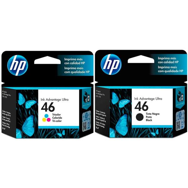 Cartucho HP 46 preto CZ637AL + Cartucho 46 colorido CZ638AL HP CX 1 UN