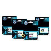 Cartucho HP 670 amarelo CZ116AB + Cartucho 670 ciano CZ114AB + Cartucho 670 magenta CZ115AB + Cartucho 670 preto CZ113AB CX 1 UN