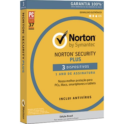 Norton Antivírus Security Plus 3 dispositivos, Licença 12 meses, NortonLifeLock - CX 1 UN