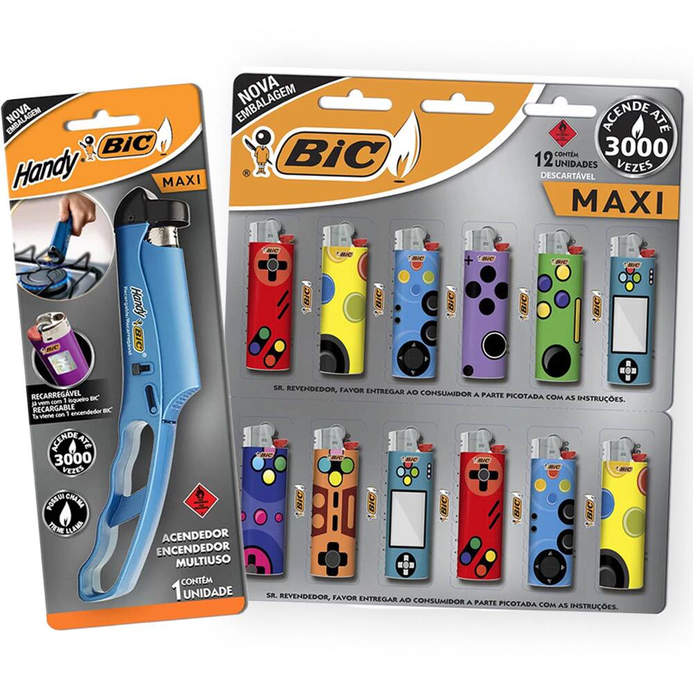 Acendedor Handy BIC, Azul, Recarregável com Isqueiro BIC Maxi ...