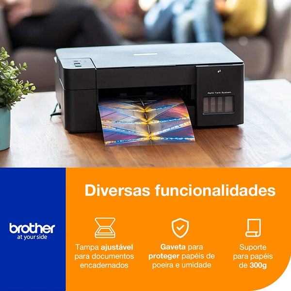 Impressora Multifuncional Tanque de Tinta DCPT420W - V , Colorida, Wi-fi, Conexão USB, 220v, Brother + Refil para InkTank preto BTD60BK Brother - CX 1 UN