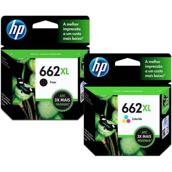 Cartucho HP 662XL Preto Original (CZ105AB) + Cartucho HP 662XL Colorido Original (CZ106AB) - CX 1 UN