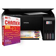 Multifuncional tanque de tinta Ecotank L3250, Epson + Papel Sulfite A4 75g 210mmx297mm Chamex CX 1 UN