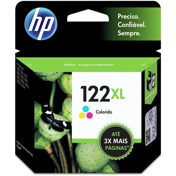 Cartucho de Tinta HP 122XL Preto Original (CH563HB) + Cartucho de Tinta HP 122XL Colorido Original (CH564HB) - CX 1 UN