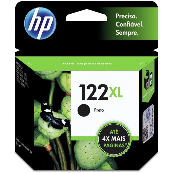 Cartucho HP 122XL Preto Original (CH563HB) + Cartucho HP 122XL Colorido Original (CH564HB) CX 1 UN