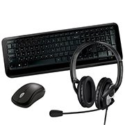 Kit Home Office Microsoft: Teclado e Mouse sem Fio DKT 850 + Headset LifeChat LX-3000 CX 1 UN
