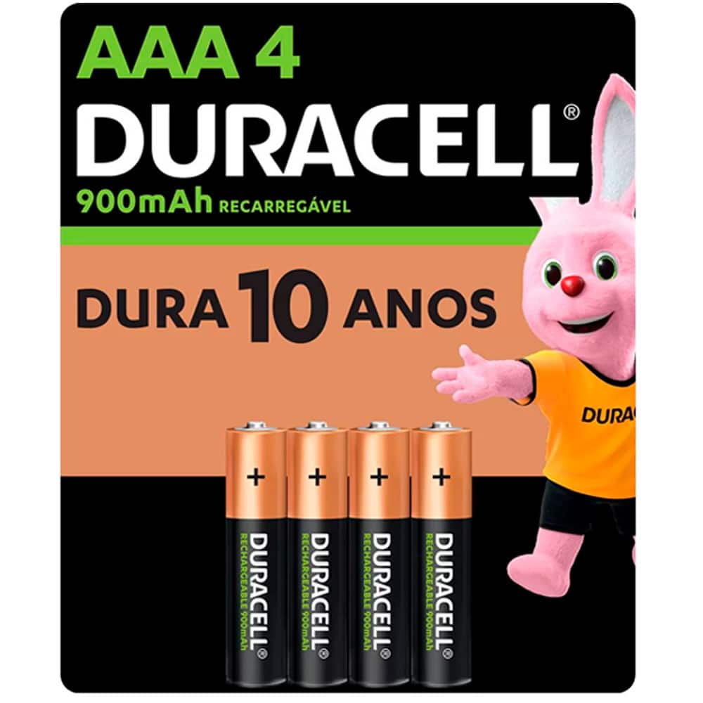 Carregador Duracell para Pilhas Recarregáveis AA AAA 1un 4 Pilhas Duracell Recarregáveis AA