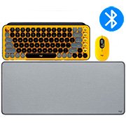 Kit Pop Keys Amarelo Blast, Teclado sem fio + Mouse sem fio + Mouse pad desk, Logitech - CX 1 UN
