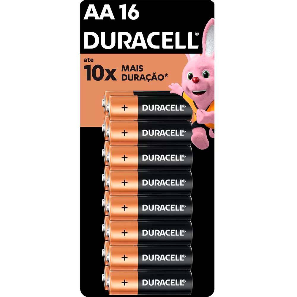 Pilha alcalina palito AA, com 16 unidades + Pilha alcalina palito AAA, com  8 unidades, Duracell - PT 1 UN - Elétrica & Manutenção - Kalunga