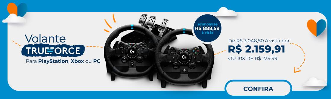Volante Logitech G923 Racing Wheel Para PS5, PS4 e PC com Force Feedback TRUEFORCE - 29% off