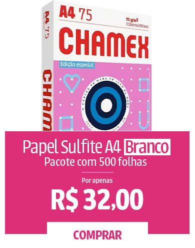 Papel Sulfite A4, Alcalino, 75g, 210mmx297mm, Branco - Edição Especial Outubro Rosa, Chamex