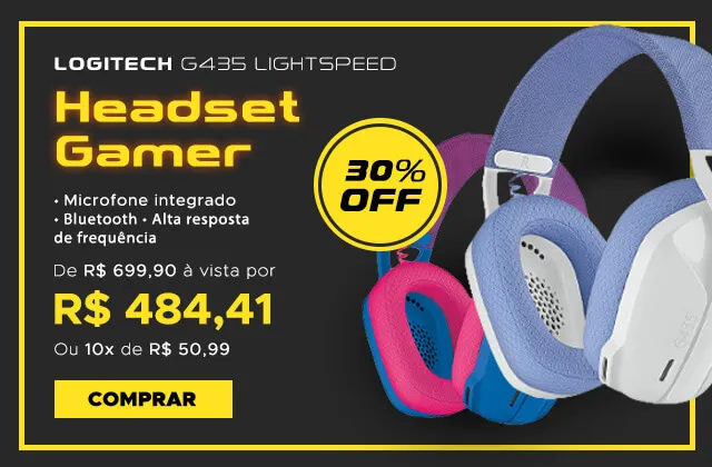 Headset Gamer G435 Sem Fio LIGHTSPEED Logitech G