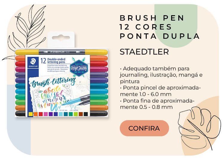 Caneta pincel Brush Pen 12 cores ponta dupla Staedtler