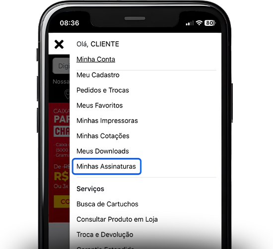 Acessando suas assinaturas
