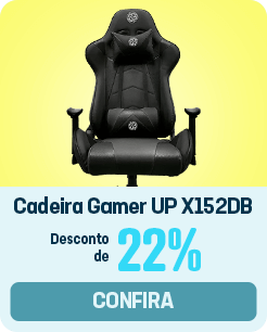 Cadeira Gamer UP X152DB com Braço 2D, Encosto Inclinável 180, Almofadas de Pescoço e lombar e Assento Ajustável - Preta