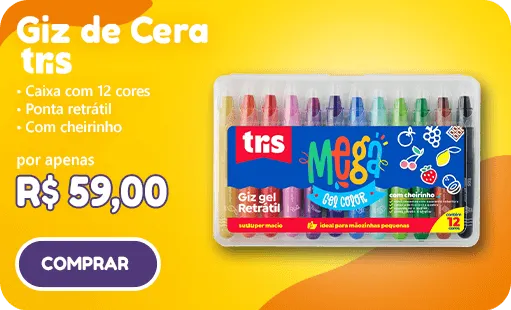 Giz de cera mega gel retrátil, 12 cores, 686936, Tris