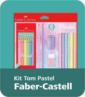 Kit Tom Pastel Faber-Castell, 10 EcoLápis de Cor + 2 EcoLápis Grafite + 6 Canetinhas + Apontador e Borracha