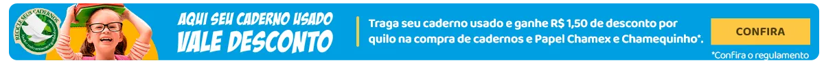 Aqui seu caderno usado vale Desconto