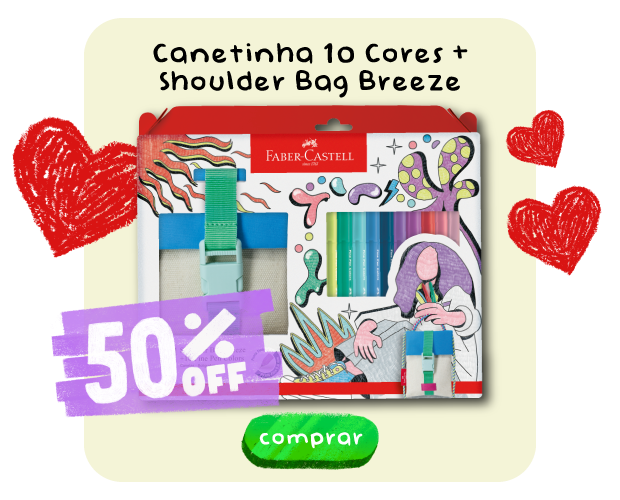 Kit Caneta hidrográfica Fine Pen 10 Cores + Shoulder Bag Breeze, FPBESBRZZF, Faber-castell