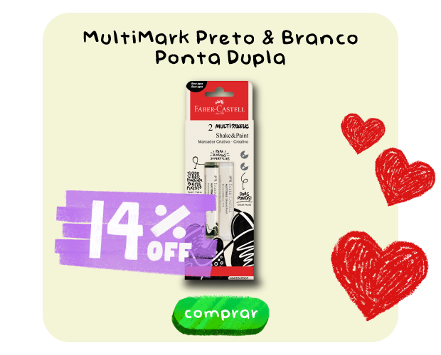 Marcador Multisuperfície MultiMark, Ponta dupla 1,0mm e 3,0mm, Preto e Branco, Faber-Castell